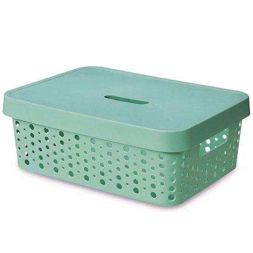 CANASTO CON TAPA verde 36x14x10CM