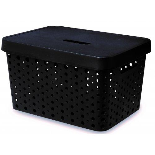 CANASTO CON TAPA NEGRO 36x26x20CM