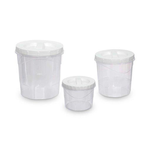 SET 3 POTES TAPA ROSCA 0.7 1.8 Y 3.2 L TRANSP.