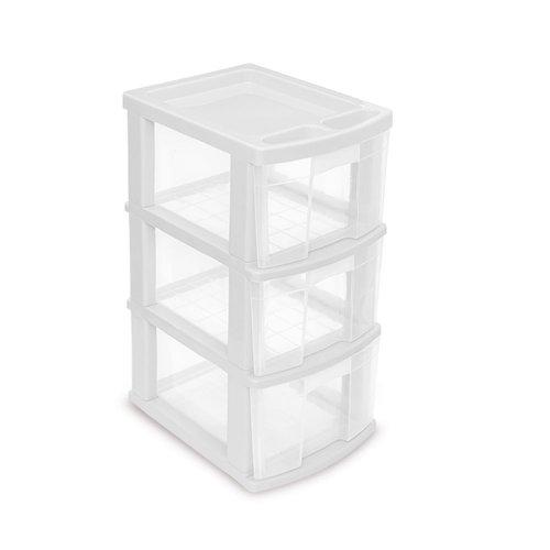 CAJONERA X 3 ALTA TRANSP. BLANCO 40x31x63 CM