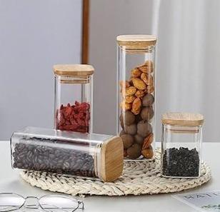 FRASCO CUADRADO TAPA MADERA 300ML