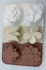 MOLDE SILICONA PARA 6 CHOCOLATES FORMA FLORES
