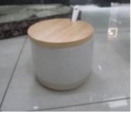 AZUCARERA CERAMICA C/TAPA BAMBU Y CUCHARA