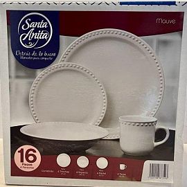 SET DE VAJILLA 16 PZAS CERAMICA MAUVE