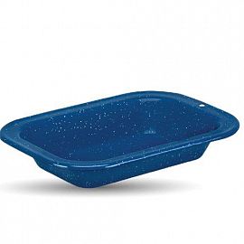 ASADERA RECTANGULAR ENLOZADA 26 CM  AZUL NEVADO