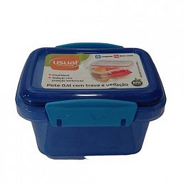 HERMETICO CON TRABA 0.4 L. AZUL TRANSPARENTE